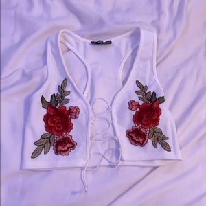 White Rose Embroidered Shirt